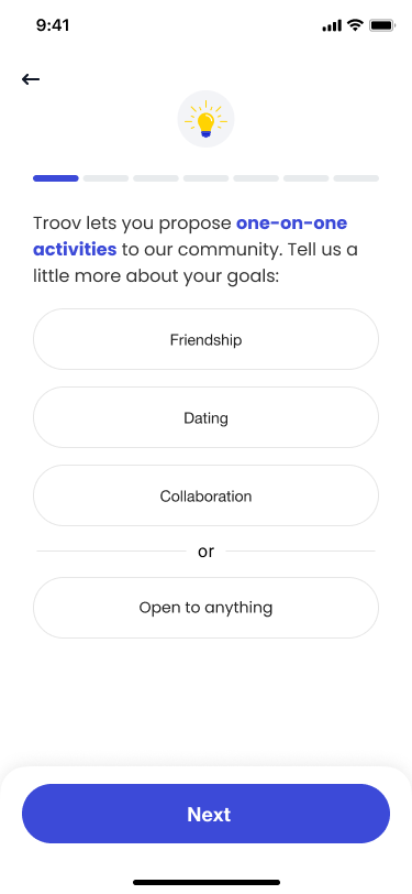 Activity discovery screen